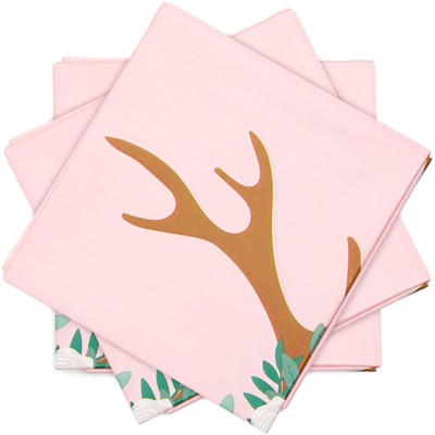 Sparkle and Bash 3 Pack Deer Tablecloth for Baby Shower (Pink, 54 x 108 in)