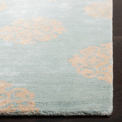 Turquoise Hand-Tufted Wool and Viscose Area Rug