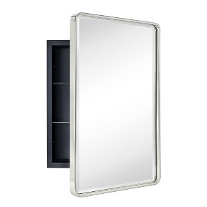 TEHOME Farmhouse Recessed Metal Rectangular Bathroom Medicine Cabinets with Mirror - 1 of 4