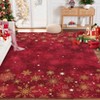 Coolmee  Christmas Area Rug, Washable, Gold and Red Snowflake, Non Slip Modern, for Living Room, Bedroom Floor MatRed - 2 of 4