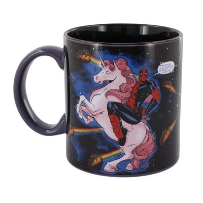 Silver Buffalo Marvel Deadpool and Unicorn In Space Ceramic Mug | Holds 20 Ounces