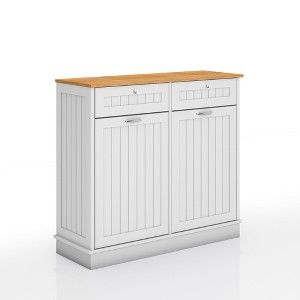 APRILSOUL 40 in. Storage Cabinet, Tilt Out 10 Gallon Garbage Can Cabinet, Dog Proof Trash Bin - 1 of 4