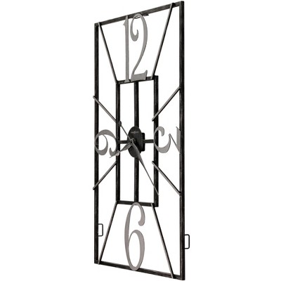 Oversized Gray Wrought Iron Rectangular Wall Clock