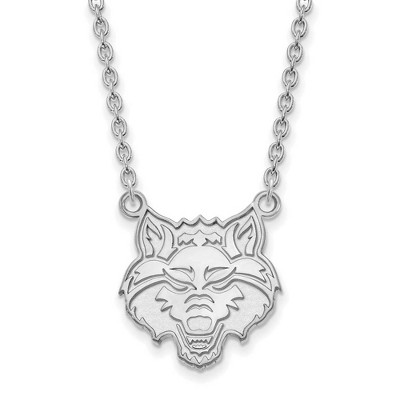 Black Bow Jewelry 10k White Gold Arkansas State Red Wolves NCAA Necklace 18 Inch