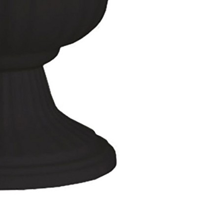 Black 14" UV-Coated Resin Fluted Outdoor Urn Planter Set