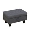 DOMETOUR Gray Linen Storage Ottoman - Stylish Upholstered Footstool with Hidden Compartment - 2 of 4