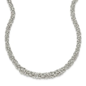 Black Bow Jewelry 6.5mm Sterling Silver Hollow Graduated Byzantine Chain Necklace, 17 In - 1 of 4