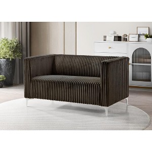 Home Design Gavin Velvet Square Loveseat, Brown - 1 of 4