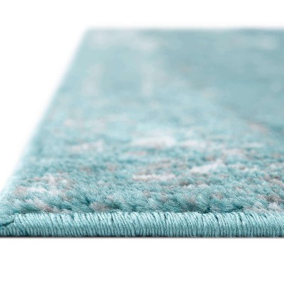 Turquoise Rectangular Synthetic Stain-Resistant Area Rug