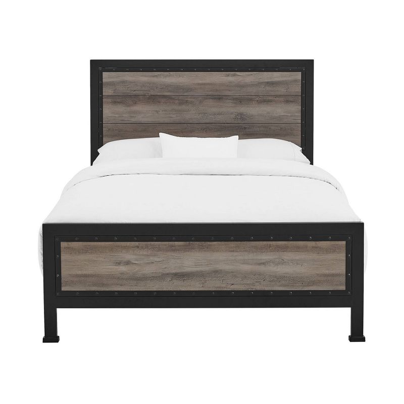 Queen Industrial Wood and Metal Bed - Saracina Home, 4 of 7
