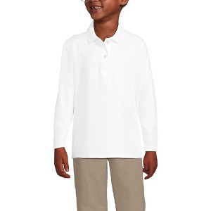 Lands' End School Uniform Kids Long Sleeve Feminine Fit Rapid Dry Polo Shirt - 1 of 4