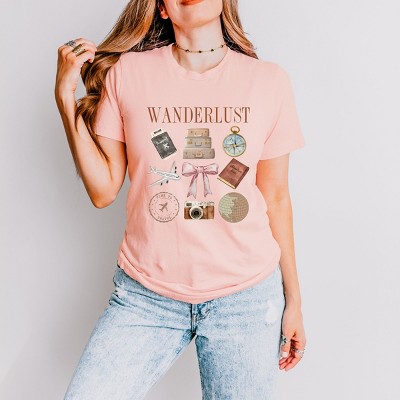 Simply Sage Market Wanderlust Travel Collage Short Sleeve Tee - L - Blush