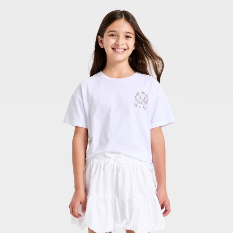 Детские футболки Disney Girls' Aristocats Marie Paris Oversized Front and Back Short Sleeve Graphic T-Shirt - White XS