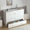 Mjkone Queen Murphy Bed Cabinet with Built-in Charging Station, Drawers, Folding Mattress for Bedroom Guest Room - 2 of 4