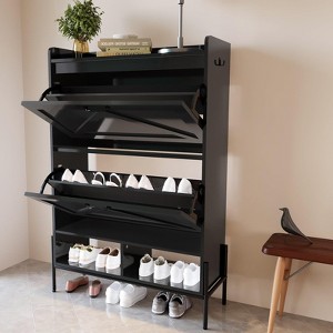 Shoe Cabinet w/ 2 Flip-Up Drawers Entryway Shoe Storage Cabinet - 1 of 4