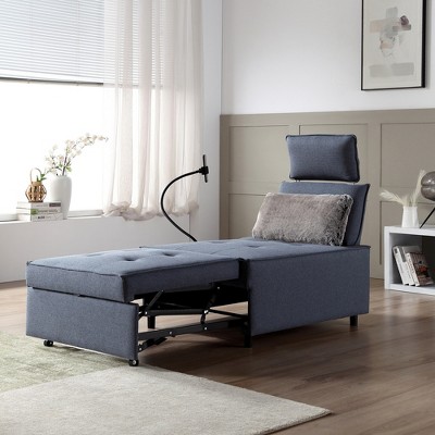DOMETOUR 3 in 1 Sofa bed,Speaker Chair, Reclining Sleeper Sofa Bed, Futon with Bluetooth Speaker 2 USB Port, Phone Holder Accent Chair Faux Fur Pillow