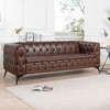 84.06" PU Leather Square Arm 3-Seater Sofa with Removable Cushion and Iron Legs - 2 of 4