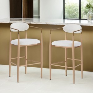Barstools Set of 2, Counter Height Upholstered Bar Stools with Backs and Iron Legs for Kitchen Island - Leovsnove - 1 of 4