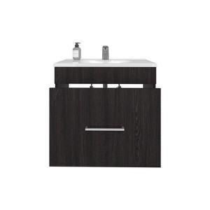 SEVOBAL Bathroom Vanities One Door Vanities with Two Drawers and Open Shelf 30in for Bathroom Storage, Black, 28.35"*23.23"*11.82" - 1 of 4