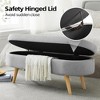 QingMoon Oval Hidden Storage Bench, Upholstered Boucle Fabric Ottoman, End of Bed Bench with Wood Legs for Living Room, Entryway and Bedroom - 3 of 4