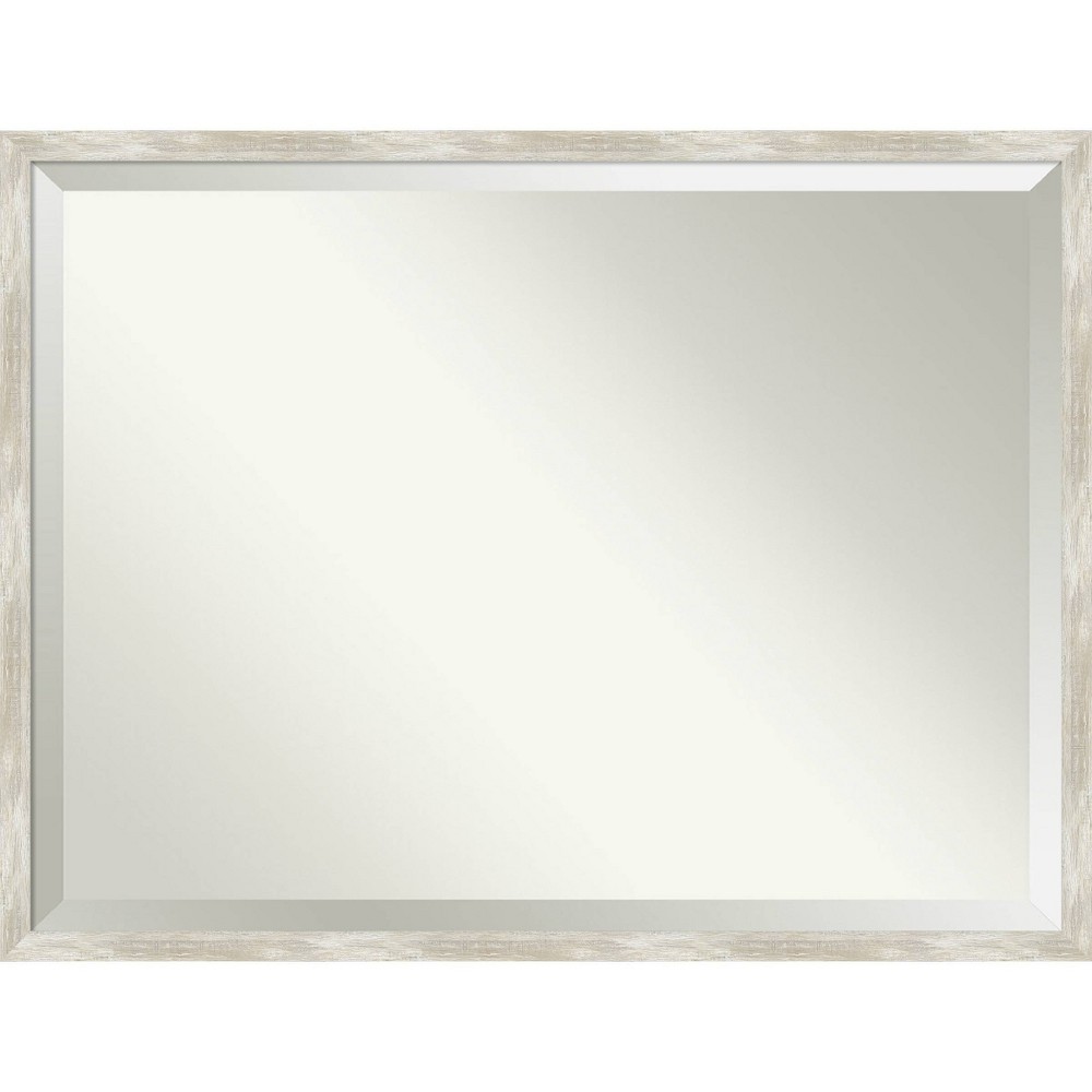 Photos - Wall Mirror 42" x 32" Crackled Metallic Narrow Framed  Silver - Amanti Art