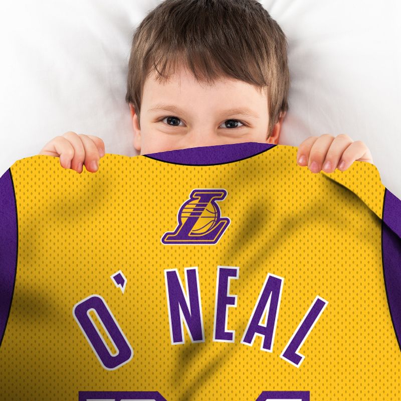 Sleep Squad Los Angeles Lakers Shaquille O'Neal 60 x 80 Raschel Plush Jersey Blanket, 4 of 7