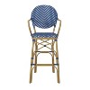 Christopher Knight Home 2pc Vande Wicker and Aluminum Outdoor Patio 29.5" French Barstools Navy Blue/White/Bamboo Print Finish - 4 of 4