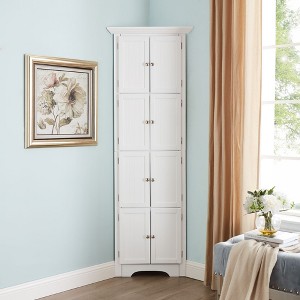 Okak 72" Corner Bathroom Storage Cabinet, Freestanding Tall Cabinet with 4 Shelves for Living Room, Kitchen, Bedroom & Office - 1 of 4