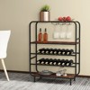 Tangkula 16 Bottle Wine Rack w/ Glass Holders Metal Frame Storage Shelf for Kitchen - 3 of 4