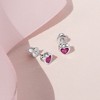 Girl's CZ Birthstone Heart Screw Back Sterling Silver Earrings - In Season Jewelry - 4 of 4