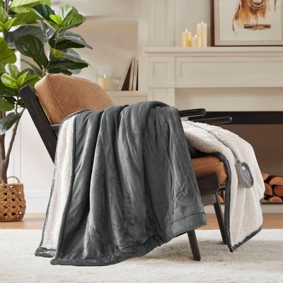 Cozy Comfort Queen-Sized Grey Knitted Reversible Heated Blanket