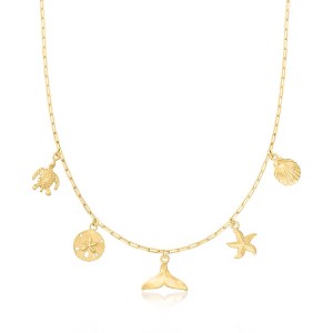 Ross-Simons 18kt Gold Over Sterling Sea Life Charm Paper Clip Link Necklace. 18 inches - 1 of 4