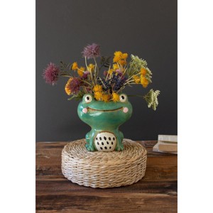 Frog Shaped Ceramic Planter – 8" Tall Set of 2 by Kalalou - 1 of 4