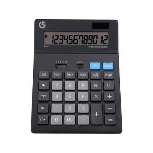 HP BC220 12-Digit Battery/Solar Powered Basic Calculator Black/Gray (91075R) - 1 of 4