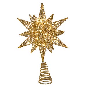 Kurt Adler 11-Inch Pre-Lit Twinkling LED 60-Light Gold Starburst Tree Topper - 1 of 4