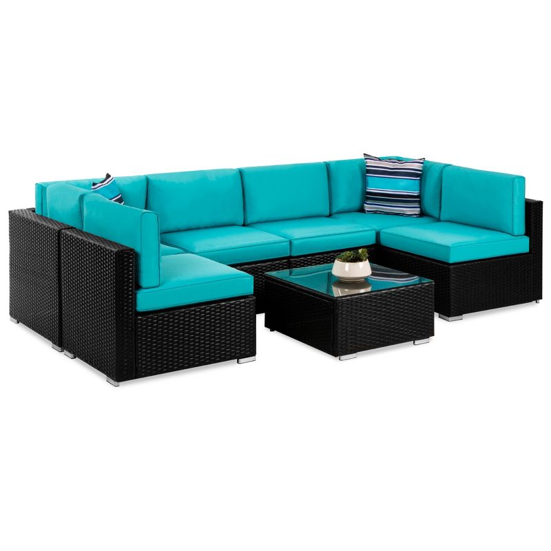 Best Choice Products 7-Piece Outdoor Modular Patio Conversation Furniture, Wicker Sectional Set, 1 of 12