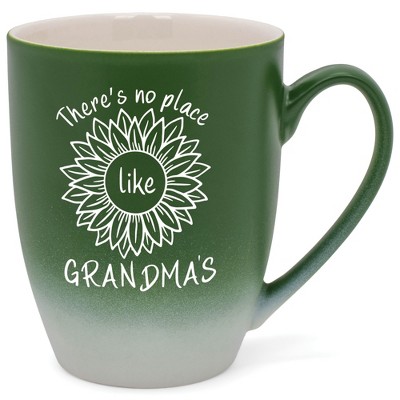 Elanze Designs There'S No Place Like Grandma'S Two Toned Ombre Matte Green and White 12 ounce Ceramic Stoneware Coffee Cup Mug