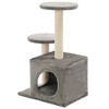 vidaXL Cat Tree Grey Engineered wood, cardboard, plush fabric, sisal rope - 4 of 4