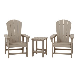 WestinTrends Malibu Kids 3-Piece Outdoor HDPE Adirondack Chairs With Square Side Table Set - 1 of 4