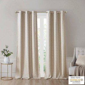 Grungis 42x84 Inch Tonal Printed Faux Silk Total Blackout Curtain Panels for Living Room,Bedroom(2 Pcs Window Panels) - 1 of 4