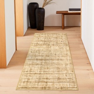 coucheta Machine Washable Area Rug, Modern Abstract Stain Resistant Low-Pile Faux Linen Design Carpet with Non Slip Backing, for Living Room, Bedroom - 1 of 4