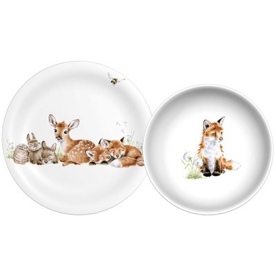 Royal Worcester Wrendale Designs Little Wren Plate & Bowl Set - Durable Melamine Lunch Plate & Reusable Bowl - Dishwasher Safe