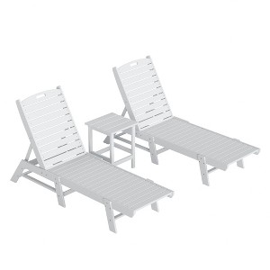 WestinTrends 3 Pieces Poly Outdoor Patio Chaise Lounge Chair with Side Table Set - 1 of 4