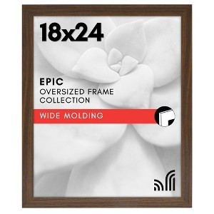Americanflat 18x24 Poster Frame in Walnut with Polished Plexiglass - Horizontal and Vertical Formats with Included Hanging Hardware - 1 of 4