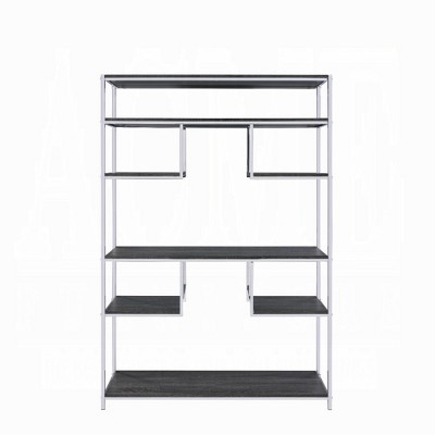 Vynxaria Rustic Gray Oak and Chrome 8-Shelf Utility Storage Shelves Bookshelf
