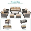 Sonkuki 8-Piece Patio Conversation Set with Ottoman and Side Table, Navy Blue Cushion - 3 of 4