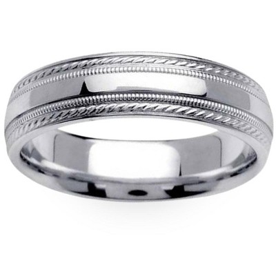 Pompeii3 6mm Mens Wedding Band 10K White Gold