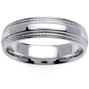 Pompeii3 6mm Mens Wedding Band 10K White Gold - 1 of 4