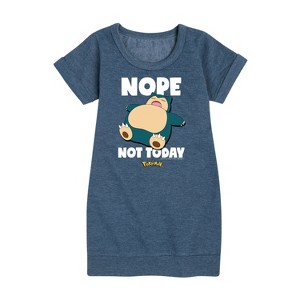 - Pokémon - Nope Not Today Snorlax Graphic Short Sleeve Fleece Dress - 1 of 4