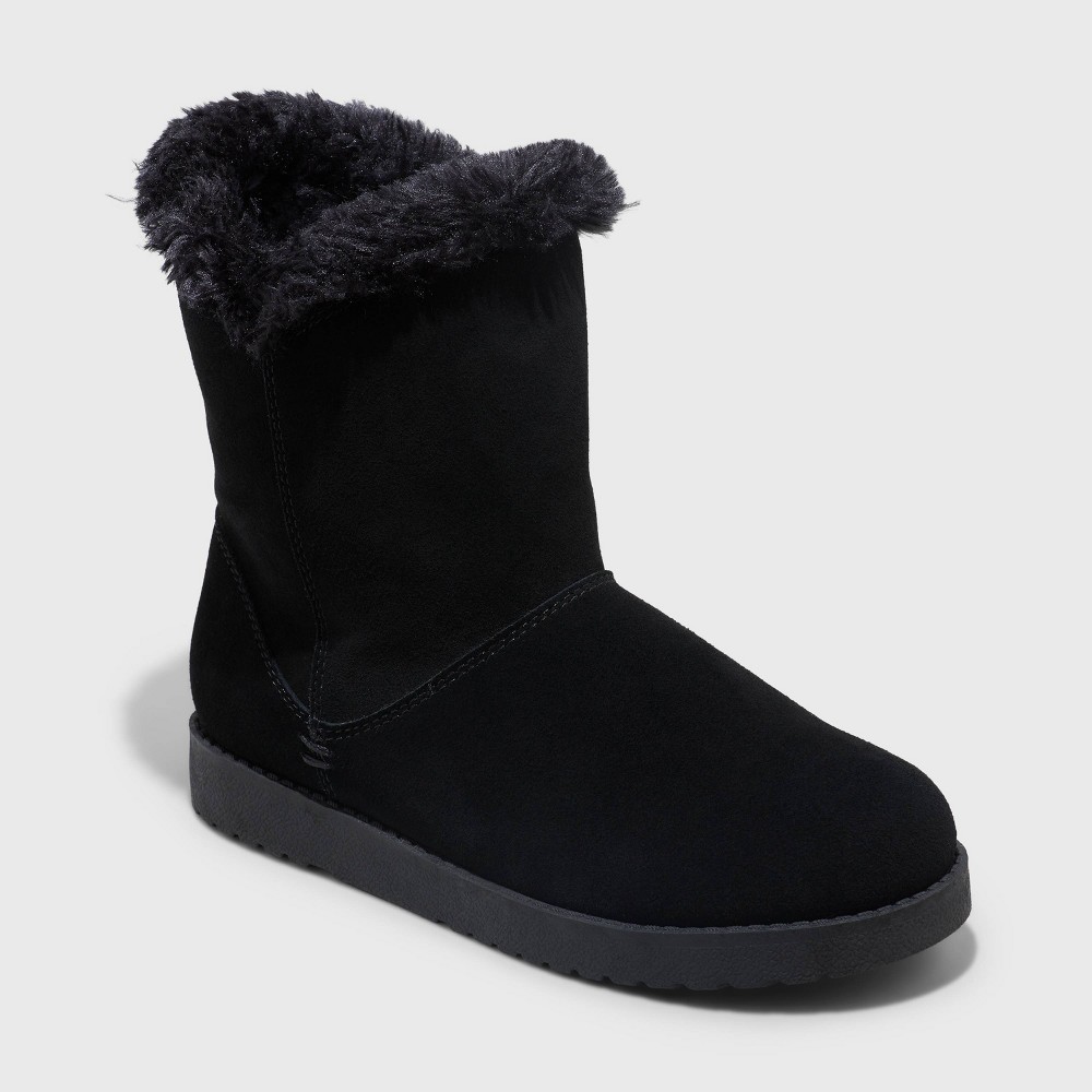 Women's Cat Mid Shearling Style Boots - Universal Thread Black 7